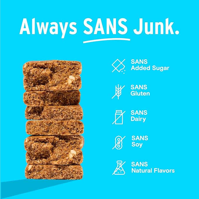 SANS Meal Replacement Protein Bar Gluten Free Healthy High Protein Snacks High Fiber No Sugar Added Dairy Free Soy Free Coconut Almond Butter 12 Bars