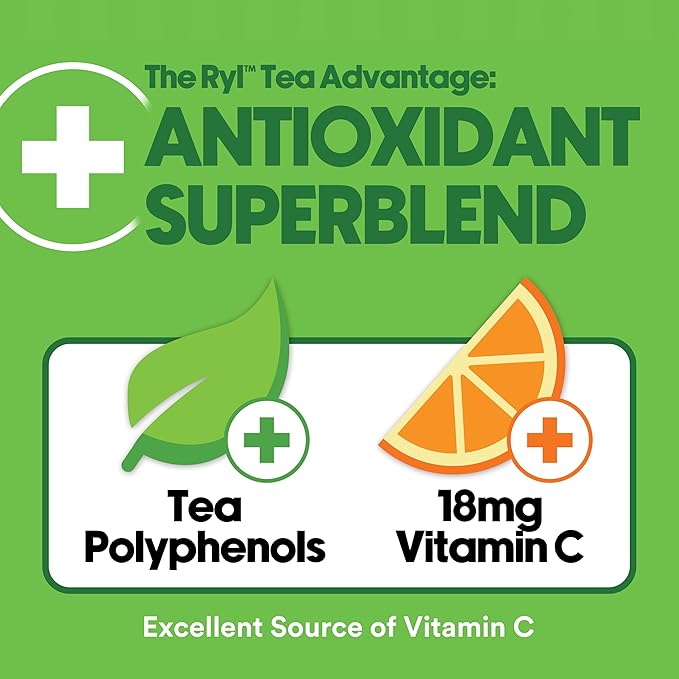 Ryl Iced Tea Green Tea Antioxidant Superblend Zero Sugar Zero Carb Zero Calorie Iced Tea 16.0 Fl Oz (4-Pack)