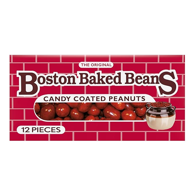 Wonka Boston Baked Beans Candy-Coated Peanuts Sweet &amp Salty 4.3 Ounce Theater Candy Boxes (Pack of 12)