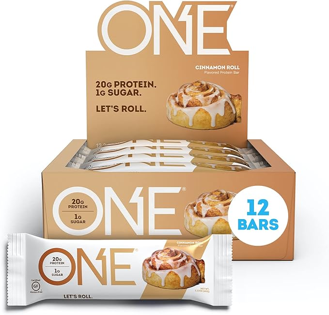 ONE Protein Bars Cinnamon Roll Gluten Free Protein Bars with 20g Protein and Only 1g Sugar &amp Protein Bars Lemon Cake Gluten Free Protein Bars with 20g Protein and only 1g Sugar