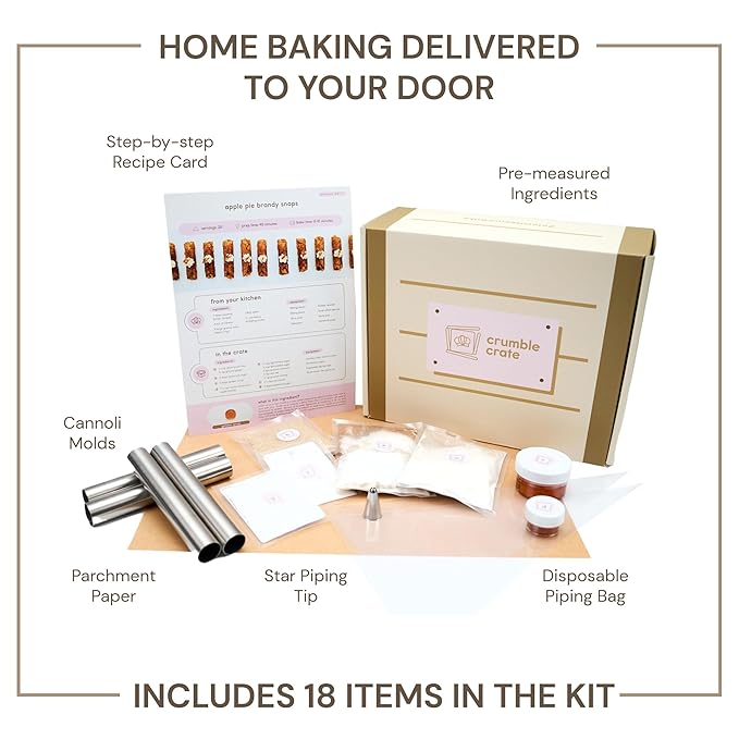 CrumbleCrate Apple Pie Brandy Snaps DIY Baking Kit | Gourmet Cookie Making Set with Pre-Measured Ingredients &amp Tools | Baking Gift for Adults