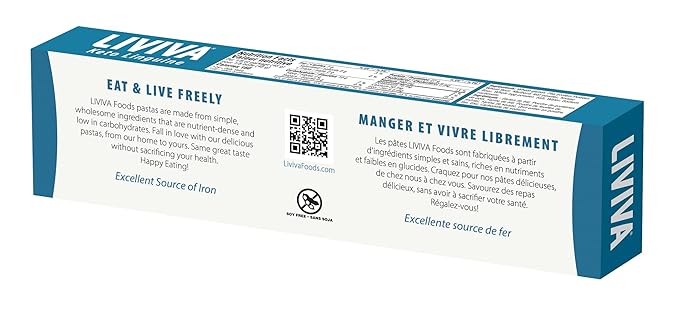 LIVIVA Low Carb High Protein KETO Pasta – 135 g Protein per Box with Pea Protein &amp Konjac Flour - 8g Net Carbs Diabetic-Friendly - Ready to Eat in 3 – 4 mins - Healthy Al Dente Pasta (6 Pack Lin