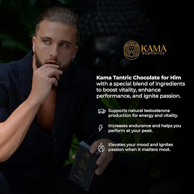 Kama Tantric Chocolate Candy - Organic Chocolate Infused with Potent Adaptogens - Boosts Connection and Vitality - Chocolate Gift Box (Kama - 15 Bars Master Kit Him Dark Chocolate)