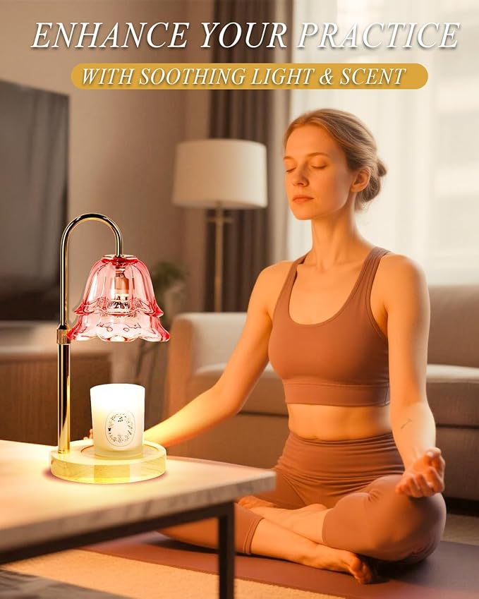 Pink Candle Warmer Lamp with Timer Dimmable Birthday Gifts for Women Mom Flower Candle Lamp with 2 Bulbs for Jar Candles Lamp Candle Warmer House Warming Gift for Bedroom