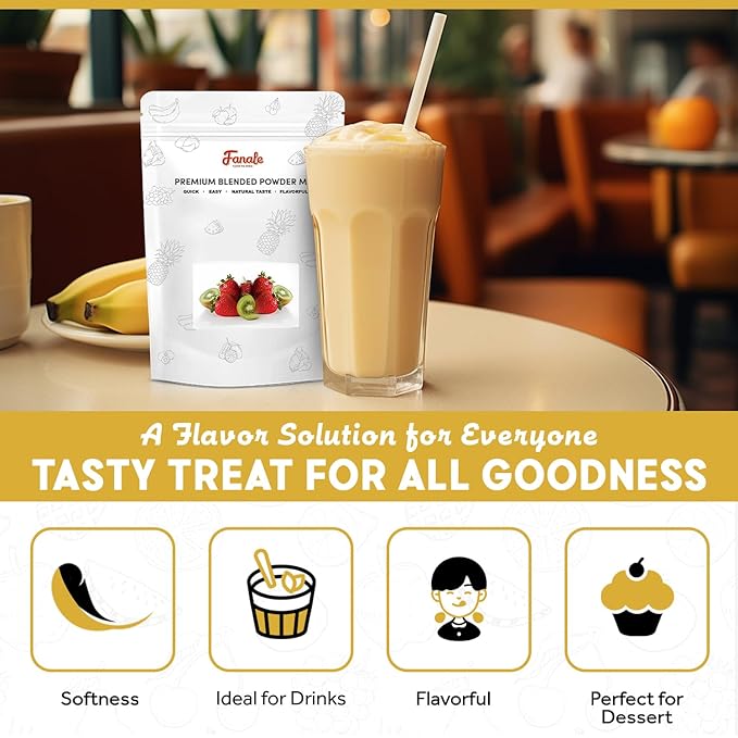 Fanale Premium Banana Bubble Tea Flavoring Powder | Perfect for Baking Smoothies Desserts and Drinks | Instant Flavoring Powder for Boba Milk Tea - 2.2 Pounds (Pack of 20)