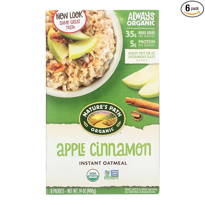 Natures Path Organic Apple Cinnamon Hot Oatmeal 14 Ounce - 6 per case.