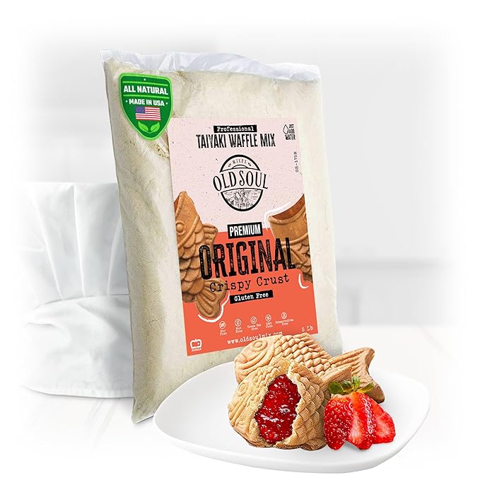 OldSoul Professional Taiyaki Waffle Mix | Crispy | Original Flavor | Dough Mix | GLUTEN FREE | 5 Lbs | 84 Waffles (5 Lbs Gluten Free)