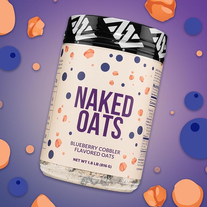 Naked Oats - Blueberry Cobbler Overnight Oats 20g Grass-Fed Protein Gluten-Free Oatmeal Instant Breakfast or Shake High Protein Oatmeal High Fiber Breakfast Shake Non GMO No Soy - 12 Servings