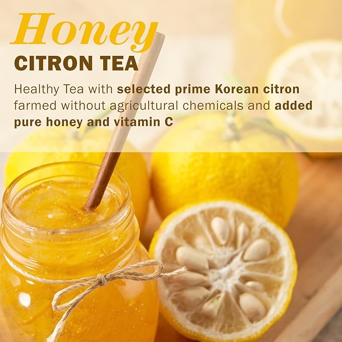 KPANTRY Korean Yuja Tea (Honey Citron) - Pure Yuzu Marmalade Concentrate with Real Citrus Slices &amp Honey Caffeine-Free – Hot/Iced Tea Spread &amp Smoothie Mix – 35.27 oz (1kg)
