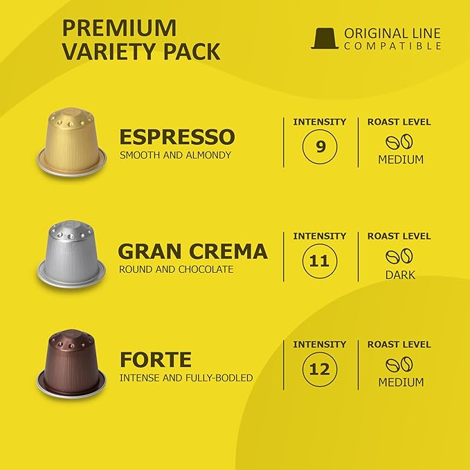 GIMOKA PREMIUM BLENDS Coffee Capsules Compatible with Nespresso Machines 100 Count - VARIETY PACK Italian Espresso Pods.