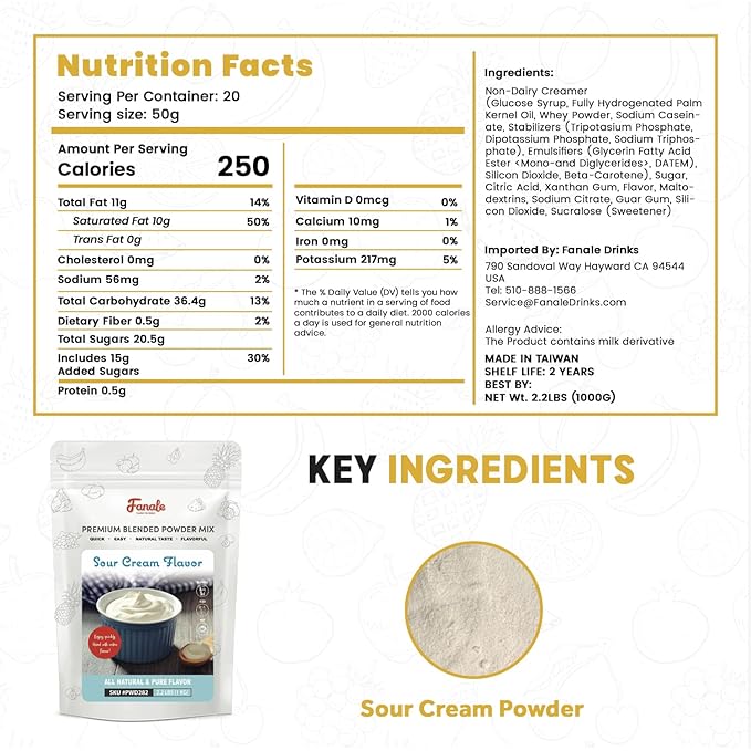 Fanale Premium Sour Cream Bubble Tea Flavoring Powder | Perfect for Baking Smoothies Desserts and Drinks | Instant Flavoring Powder for Boba Milk Tea - 2.2 Pounds (Pack of 1)