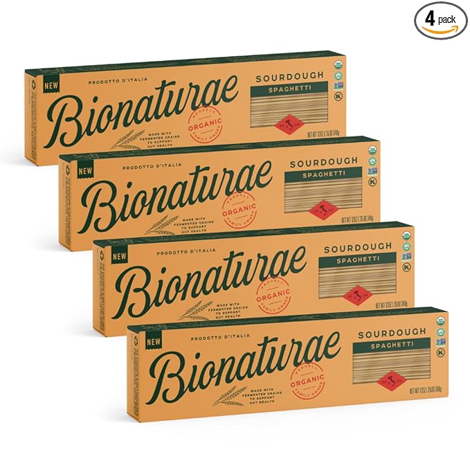 Bionaturae Sourdough Organic Spaghetti Pasta - Spaghetti Noodles Thin Pasta Noodles Thin Spaghetti Pasta Spaghetti Durum Wheat Pasta - 12 Ounce (Pack of 4)