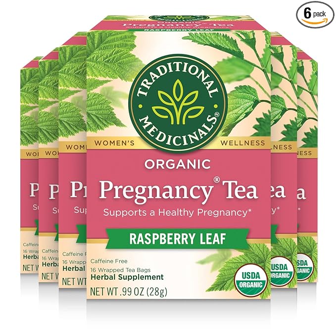 Traditional Medicinals Tea Organic Pregnancy Tea Supports a Healthy Pregnancy Raspberry Leaf Kosher Non-GMO Caffeine-Free Compostable - 96 Tea Bags (6 Pack)