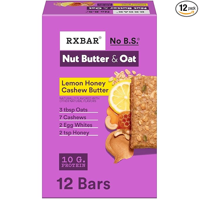 RXBAR Nut Butter and Oat Protein Bars Protein Snacks Snack Bars Lemon Honey Cashew Butter 23.2oz Box (12 Count)
