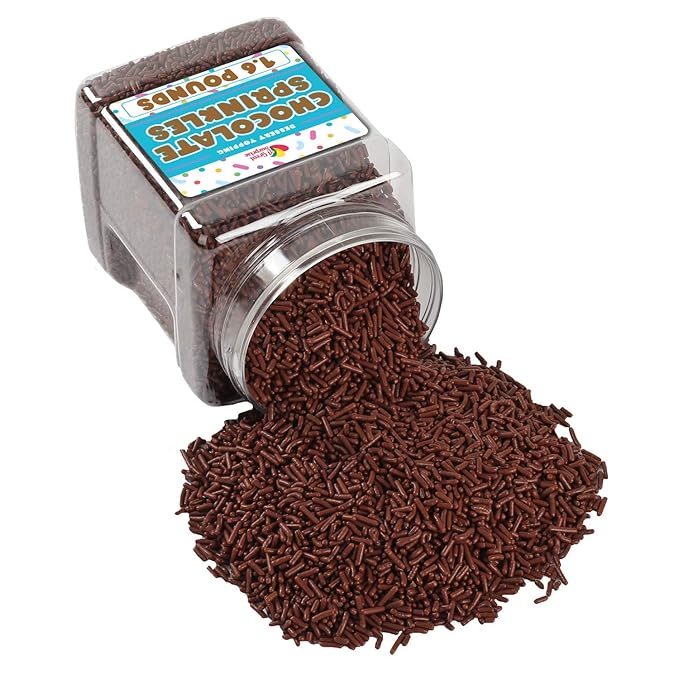 Chocolate Sprinkles - 1.6 Pounds - Brown Jimmies - Chocolate Football Sprinkles for Ice Cream Cake Decorating Cookies Cupcakes Brownies