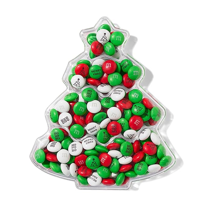 M&ampM’S Christmas Tree Gift Box Pre-Designed Colorful Christmas Candy Mix Perfect for Holiday Gift Exchanges