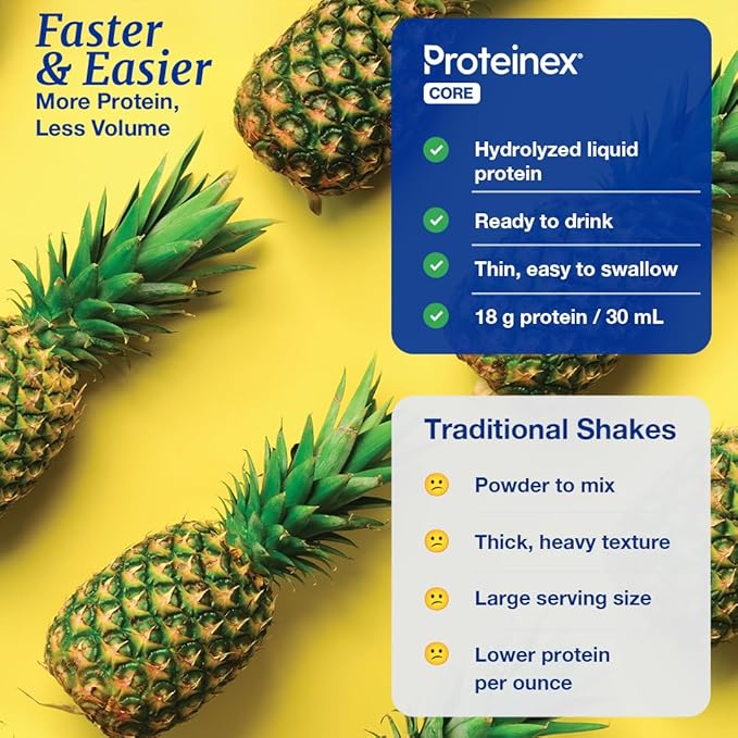 Proteinex Medical Grade Liquid Hydrolyzed Protein Max Strength - Supports Wound Healing and Doctor Recommended- No Carbs Zero Sugars &amp Ready to Drink Liquid Protein (Natural Pina Colada 30 Fl Oz