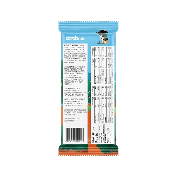 CAROBME ORGANIC OUTBACK MINT CAROB BAR | Vegan Soy Free Gluten-Free | Caffeine Free Substitute for Chocolate Candy and chocolate bars