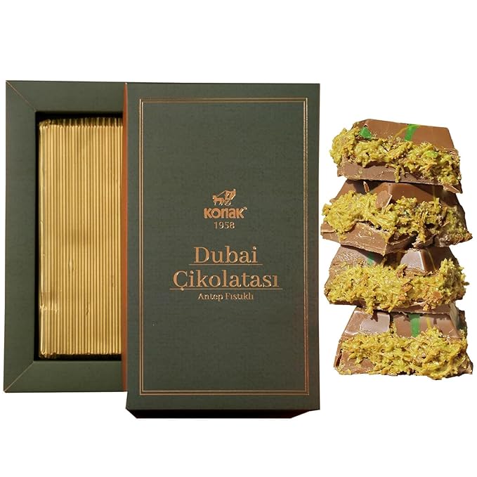 Dubai Chocolate 7oz Kunafa Pistachio Rich Milk Chocolate 200 Gram Individually Wrapped Fresh Premium Pistachio - Gift box for birthday - congratulations - Christmas Amazing Pack (Pack of 2)
