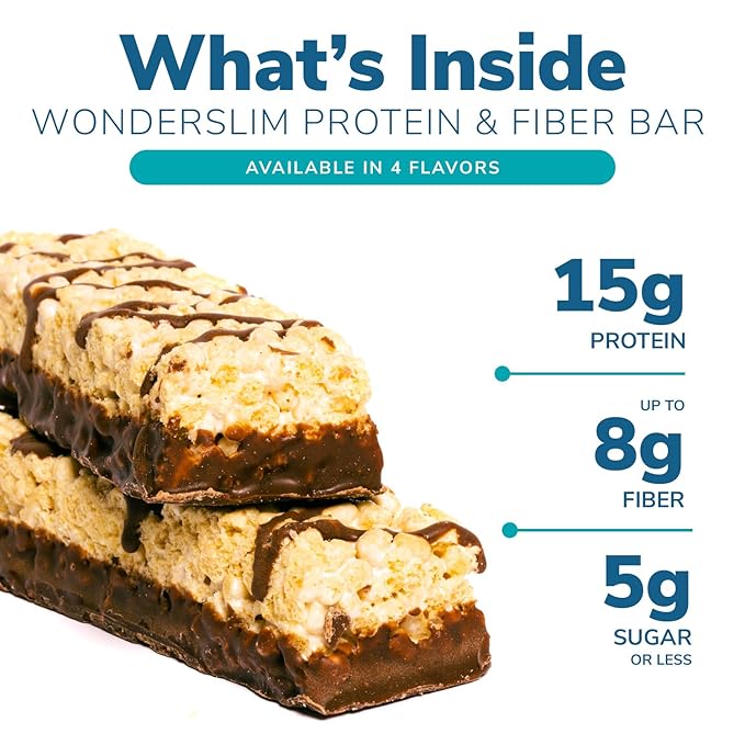 WonderSlim Protein and Fiber Bar Bundle Fluffy Salted Toffee Pretzel &amp Fluffy Nutter