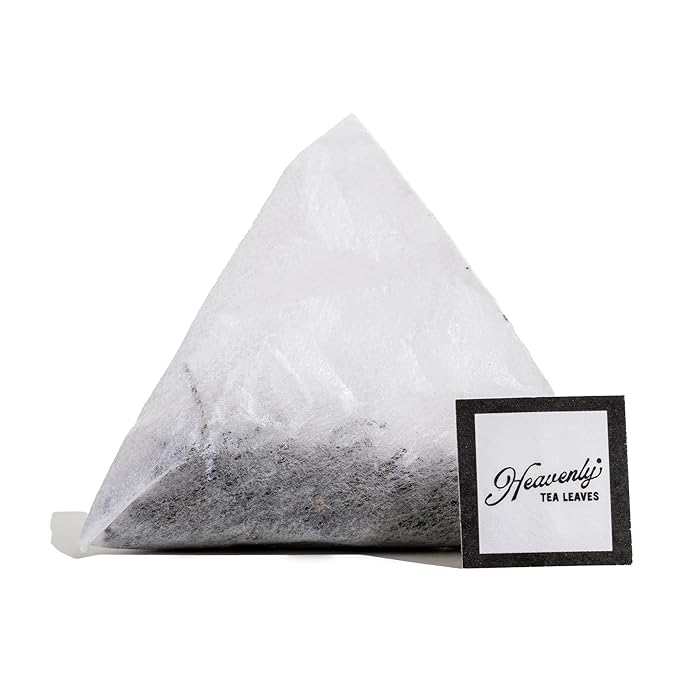 Heavenly Tea Leaves Organic English Breakfast (50 Pyramid Tea Bags) Bulk Compostable Black Tea Sachets - 100% Plastic Free Premium Quality Whole Tea Leaves in a Convenient Tea Bag