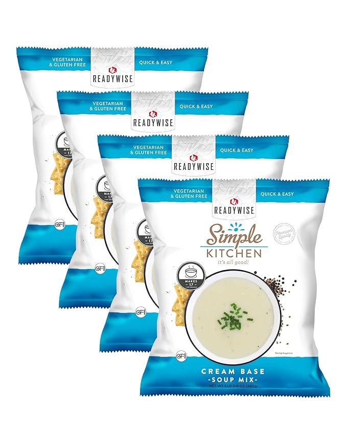 Simple Kitchen Cream Base Soup Mix - 17 Servings for Family Meal Prep Vegetarian Gluten Free Dehydrated &amp Freeze Dried Survival Food for Camping Meals Backpacking &amp Hiking Survival Kit P