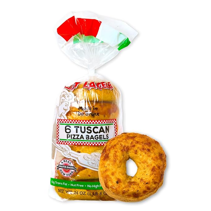 Just Bagels Tuscan Pizza Bagels - 8 Packs Of 6 Bagels Per Pack - 48 Total Non-GMO