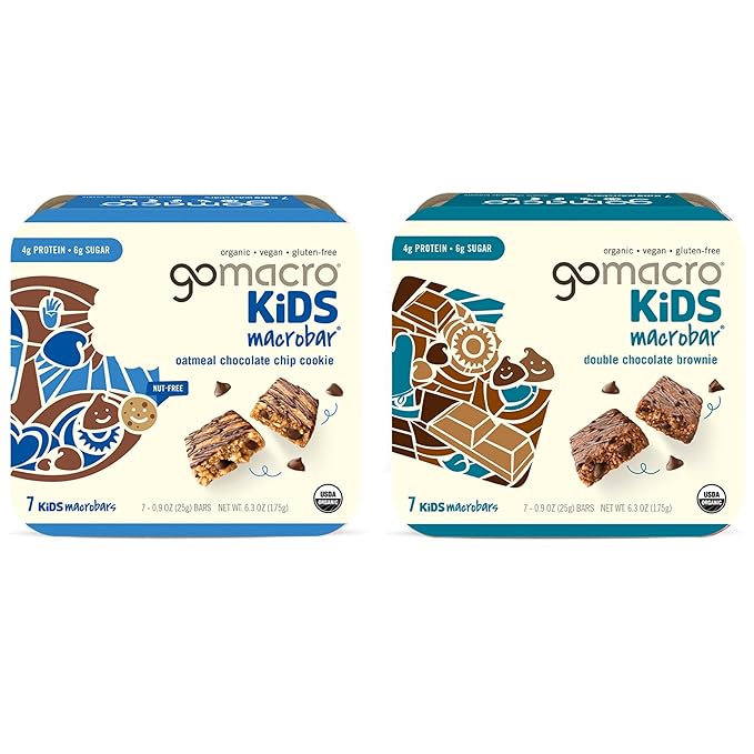 GoMacro MacroBar Organic Vegan Protein Bars - Mint Chocolate Chip &amp Oatmeal Chocolate Chip (2.3 Ounce Bars 12 Count) (Pack of 2)