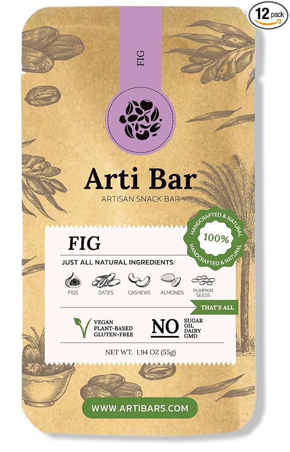 Arti Bar – Fig | Whole Food Energy Bar | Vegan Gluten-Free No Added Sugar Clean Ingredients | Plant-Based Healthy Snack