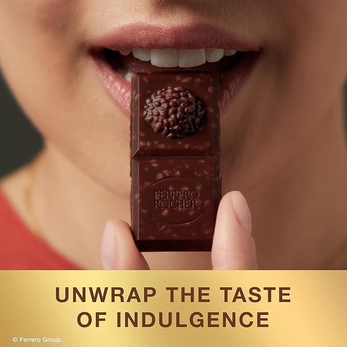 Ferrero Rocher premium chocolate bar Dark chocolate bar Hazelnuts and Cocoa Filling Perfect Self Treat 3.1 oz Each