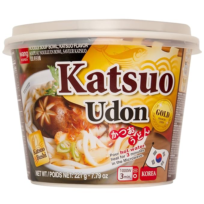 Wang Katsuo Udon Bowl Rich and Sweet Noodles Made for Slurping 7.79 Ounce Pack of 6