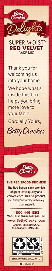 Betty Crocker Delights Super Moist Red Velvet Cake Mix 15.25 oz.
