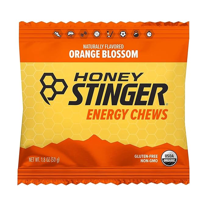 Honey Stinger Organic Orange Blossom Energy Chew Gluten Free &amp Caffeine Free for Exercise Running and Performance Sports Nutrition for Home &amp Gym Pre and Mid Workout 21.6 Ounces (Pack of