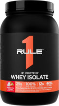 Rule 1 Proteins R1 Protein Whey Isolate - with 25g Protein &amp 6g BCAA Exclusively from Isolated &amp Hydrolyzed Sources for Workout Recovery (2 Pounds Strawberries &amp Crème)