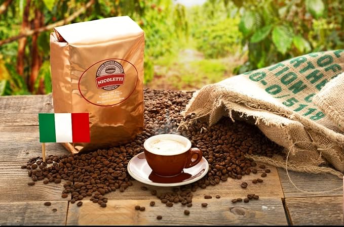 Nicoletti Coffee Espresso (100% Arabica M22 Roast) 2lb Organic Whole Beans