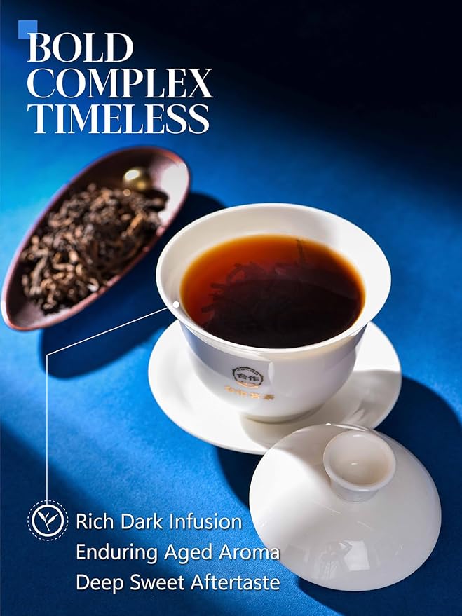 CO-OP 1950 Ripe Pu Erh Tea Loose Leaf 150g Premium Yunnan Whole Loose Large-Leaf Fermented Pu-erh Smooth Mellow &amp Rich Pure Pine Smoke Aroma No Additives 20 Empty Teabags Included