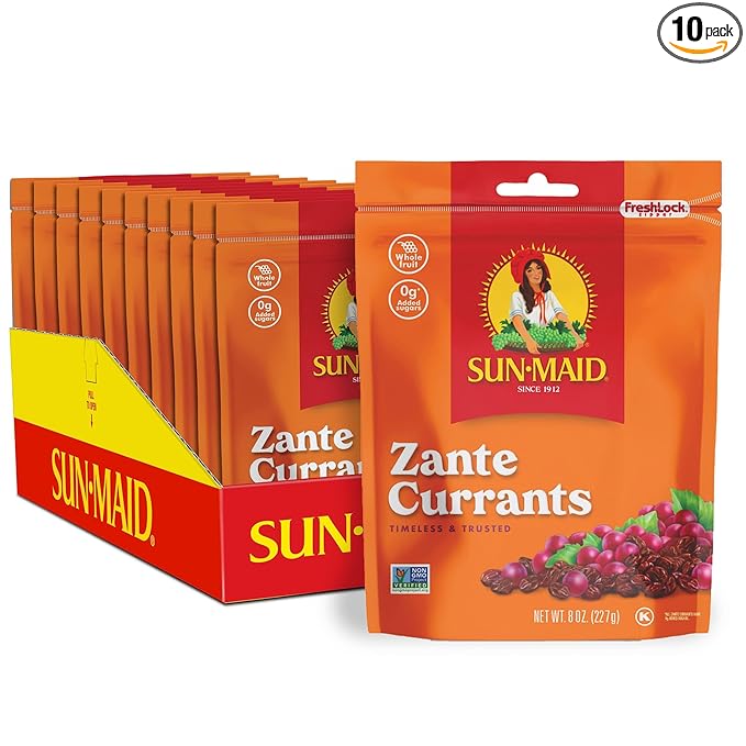 Sun-Maid California Sun-Dried Zante Currants - (10 Pack) 8 oz Resealable Bag - Dried Fruit for Healthy Snacks and School Lunches