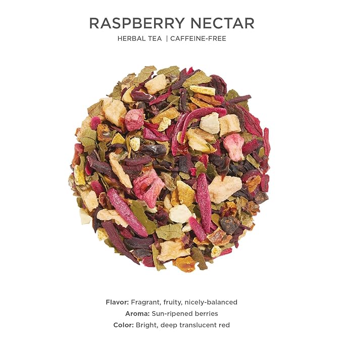 Tea Forte Raspberry Nectar Premium Caffeine-Free Herbal Tea Blend Event Box Bulk Pack 40 Count 10 per tray Individually Wrapped Handcrafted Pyramid Infusers
