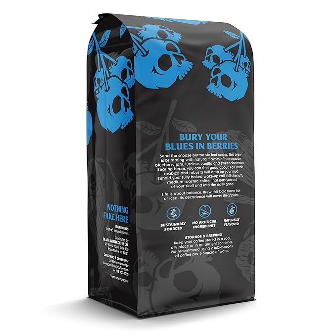 Death Wish Coffee Fair Trade Ground Blueberry Coffee 14 oz (Pack of 2)