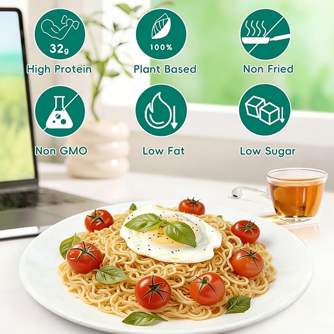 VOLO VERO High Protein (32g) Instant Ramen Variety Packaged Noodles Soup Chicken Spicy Beef Pork Tonkotsu Plant-Based Air-Dried Non-Fried Low Carb Egg-Free Dairy Free Healthy Meal 8 Packs