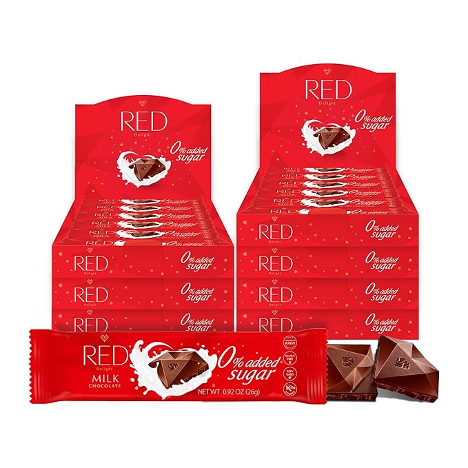 RED Delight®™ Milk Chocolate 12 Count Box of Grab N Go Travel Size Bars (0.92 Ounces Each) (7 Boxes - Total of 84 Bars)