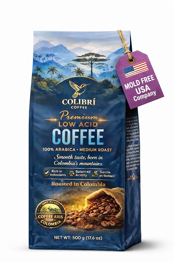 Low Acid Coffee Ground coffee Medium Roast Colombian Coffee Ground coffee for coffee maker Ideal for Cold Brew and Reusable K Cups for Keurig 16 Oz