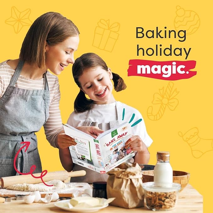 Baketivity Holiday Gingerbread House Kit And Kids Cookbook - Bake And Build Edible Gingerbread House - Kids Baking Set With Materials And Premeasured Ingredients