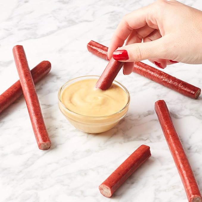 Hickory Farms Beef Sticks 6-Pack | High-protein snack gluten free meat sticks for snacking made with premium beef good for camping hiking lunch college care packages