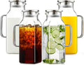 Netany 4 Pack 2 Liters/68 oz Square Glass Pitcher with Lid and Handle for Fridge Iced Tea and Coffee Carafe Beverage Serveware Heat Resistant Borosilicate Water Jug for Hot/Cold Drinks and Milk