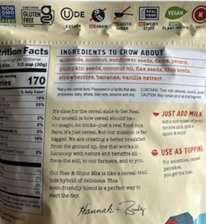 Seven Sundays Rise &amp Shine Mix Grain Free Keto Nut Granola Cereal 40 oz Total Bundlecat stickpet
