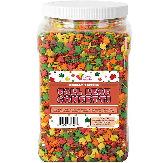 Thanksgiving Sprinkles - 1.7 Pounds - Fall Leaf Sprinkles for Baking - Autumn Leaf Shapes - Toppings for Cupcakes Cookies Cake Decorating
