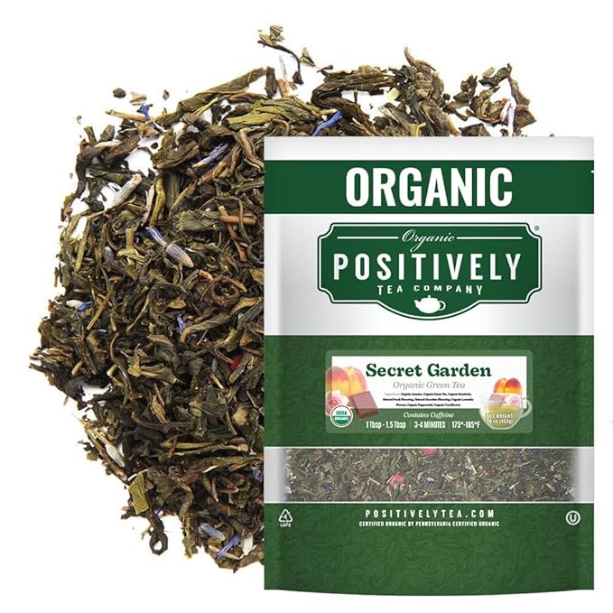 Organic Positively Tea Company Secret Garden Green Tea Loose Leaf 16 Ounce