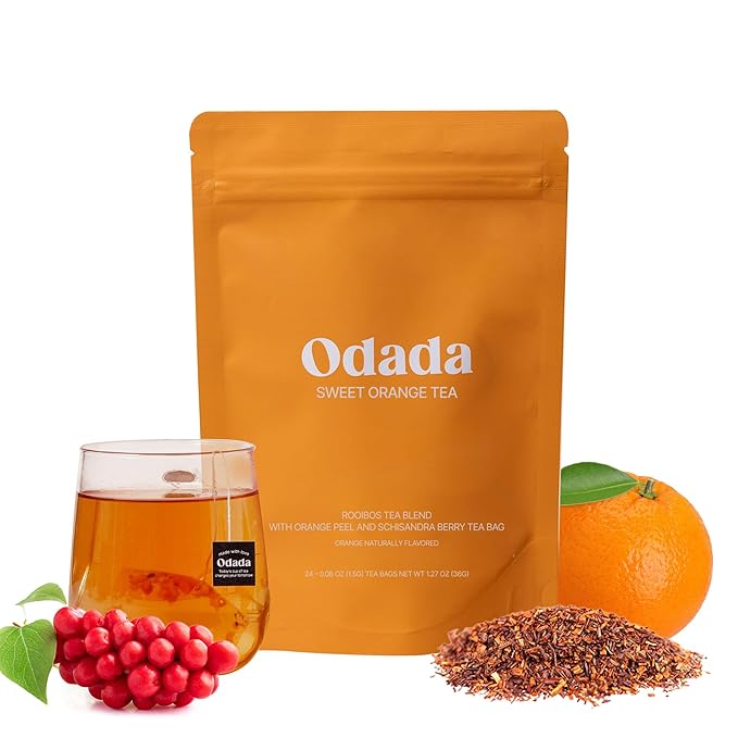 Odada Sweet Orange Tea Rooibos &amp Schisandra Blend – Caffeine-Free Citrus Herbal Tea for Hydration &amp Daily Wellness Natural Antioxidants Zero Sugar 24 Tea Bags