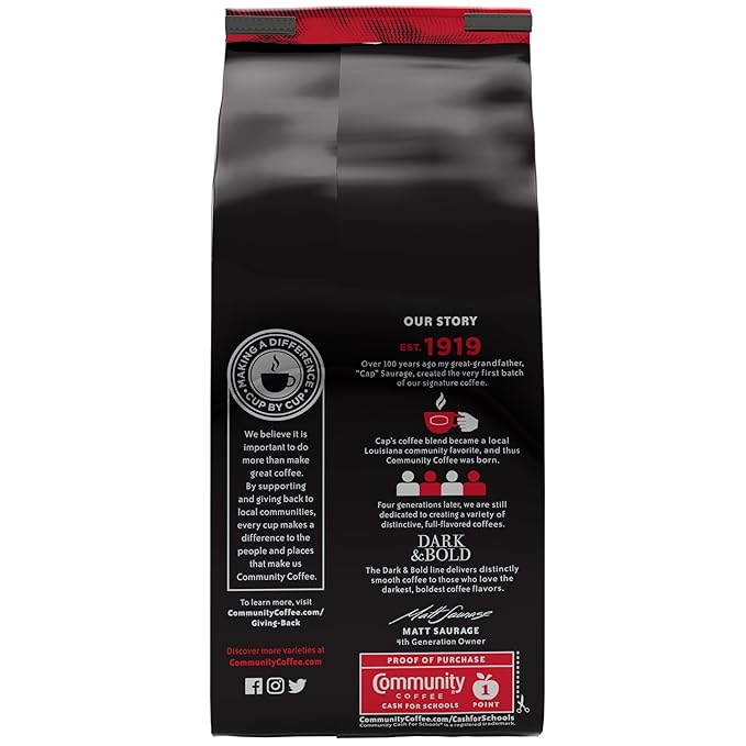 Community Coffee Dark &amp Bold Espresso Blend Dark Roast Whole Bean Coffee 11 Ounce Bag (Pack of 6)